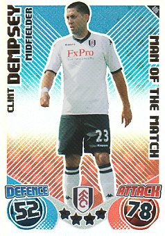 Clint Dempsey Fulham 2010/11 Topps Match Attax Man of the Match #406